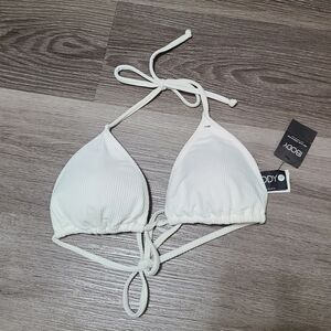 NWT White Ribbed Triangle Bikini Top M - ibody Cotton On